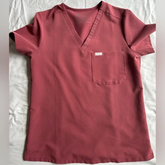 Figs Women's Scrub Set in Dark Cherry - Picture 2 of 4